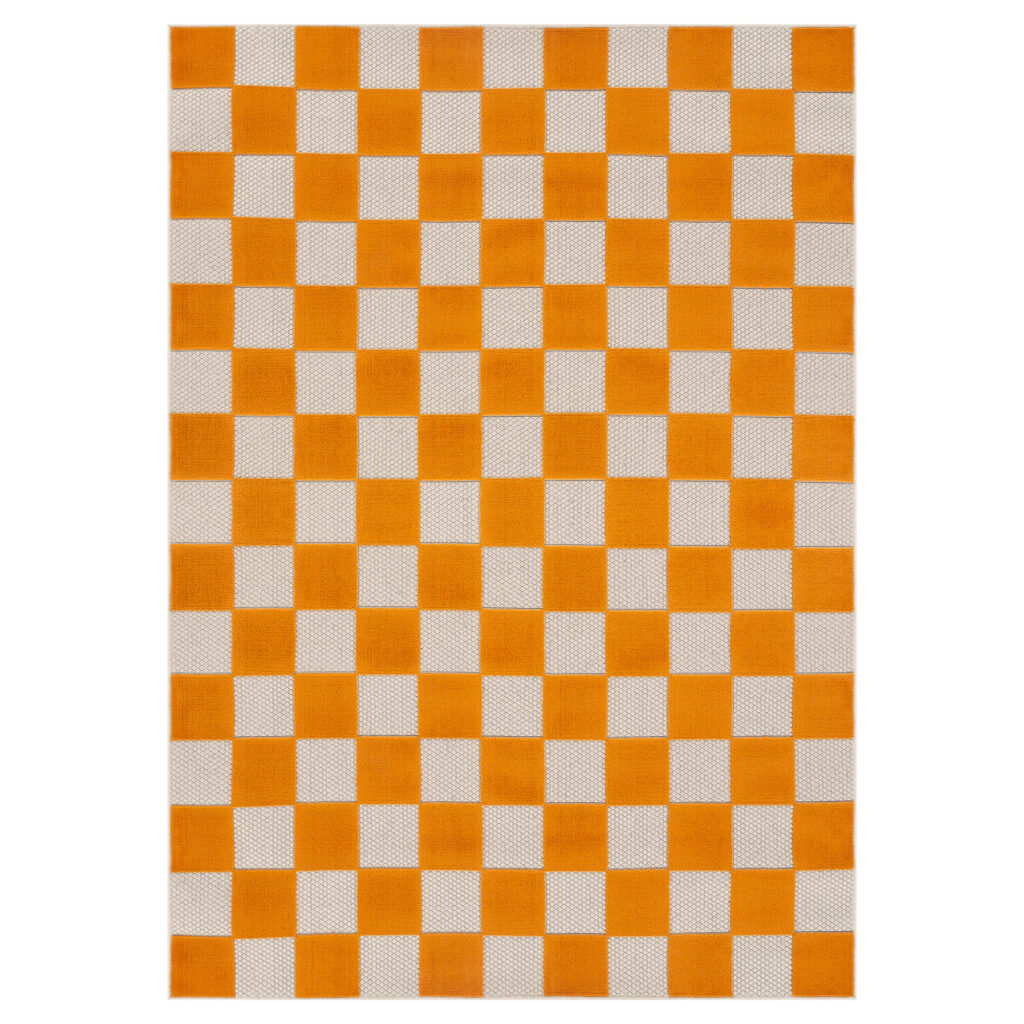 Alfombra de Exterior Checker Crema Naranja