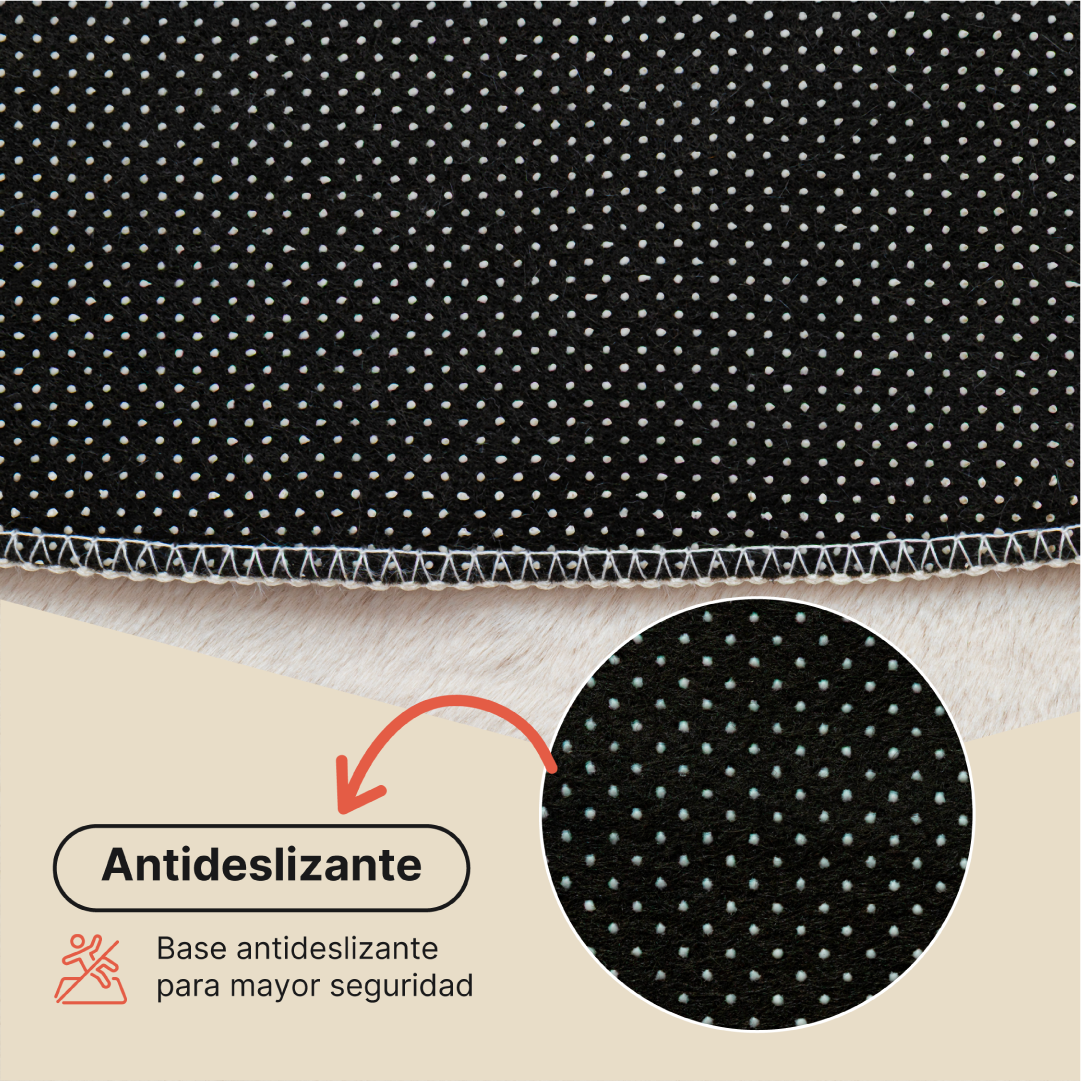 Alfombra Lumi Redonda Crema Antideslizante