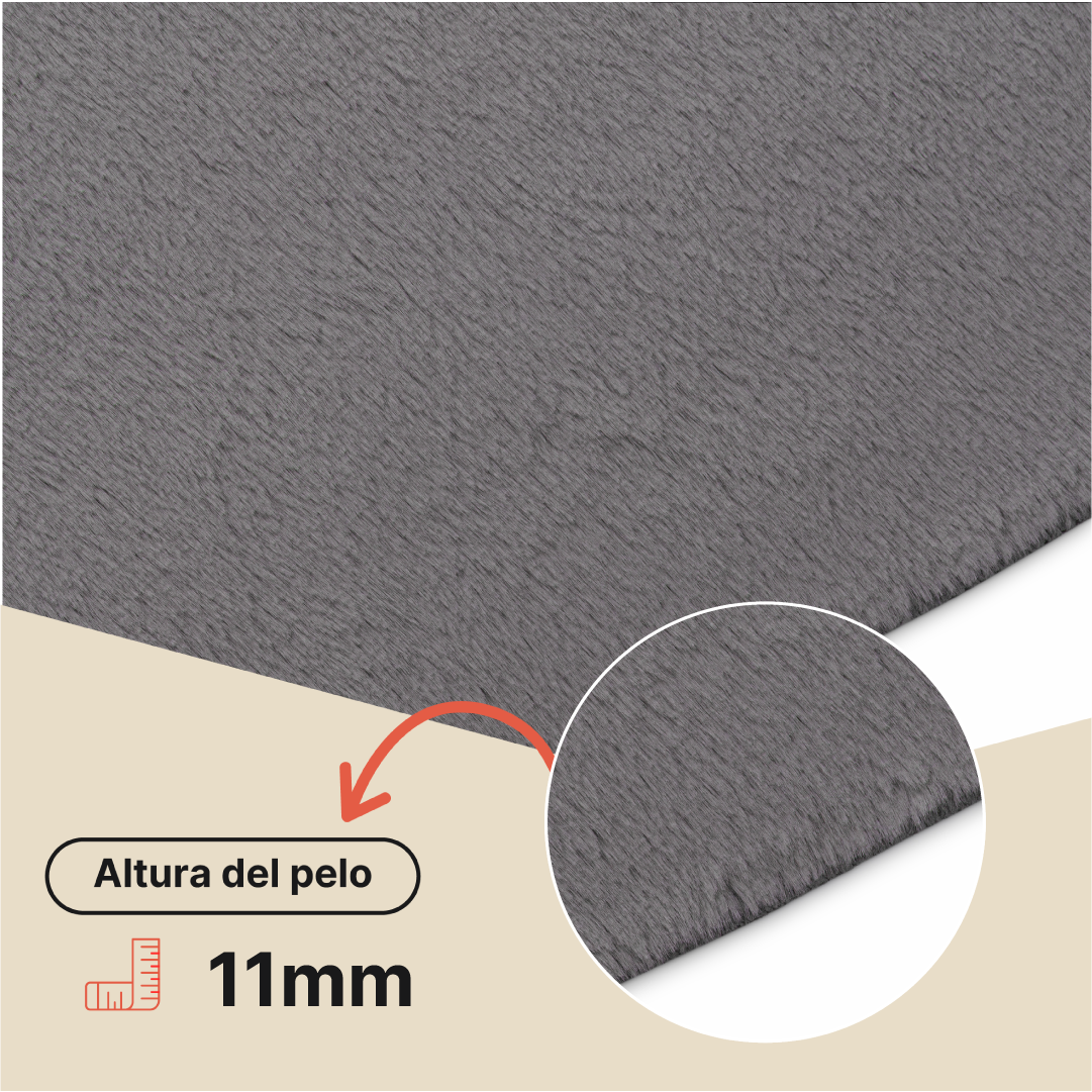 Alfombra Lumi Redonda Gris Oscuro Antideslizante