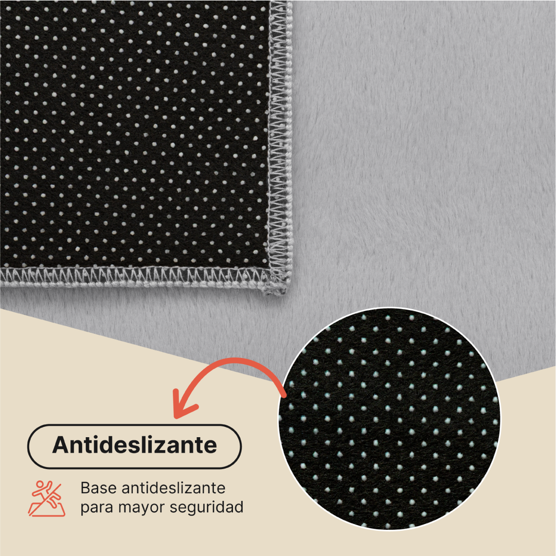Alfombra Lumi Cuadrada Gris Claro Antideslizante
