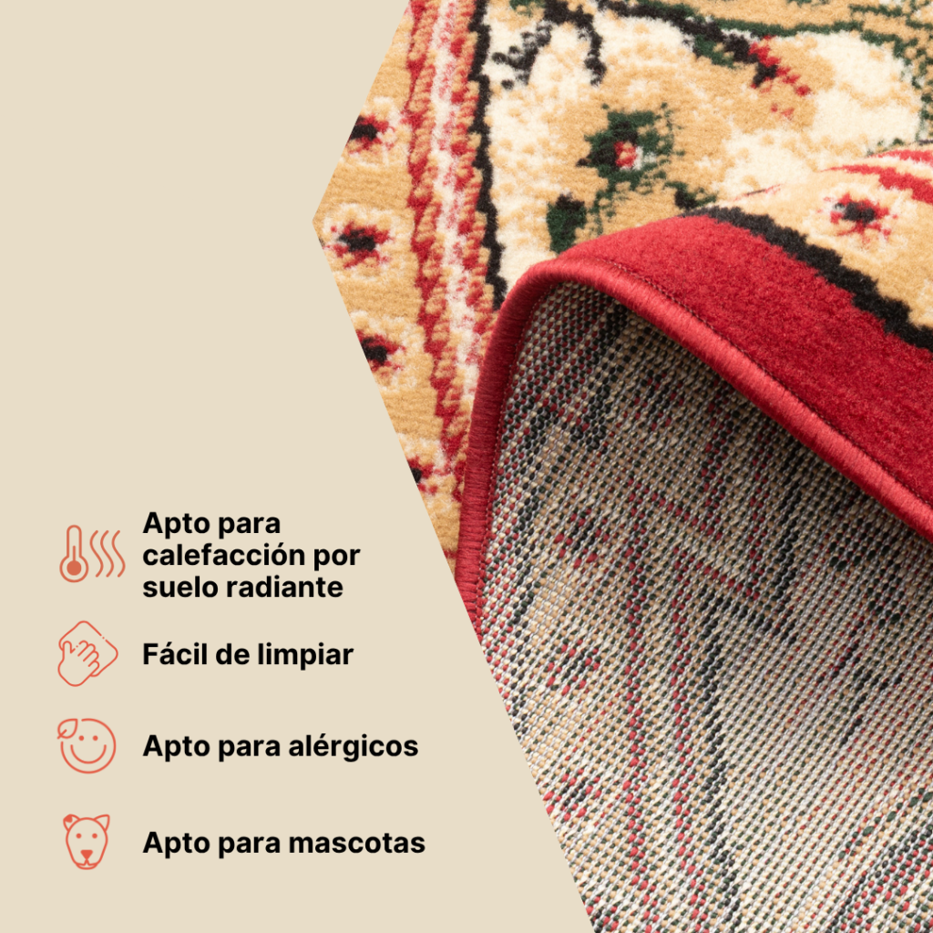 Alfombra Atlas Ovalada con Rojo Beige Ornamento