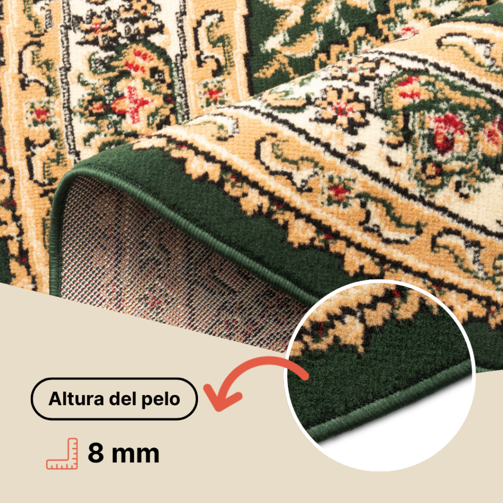 Alfombra Atlas Ovalada Clásico Verde Beige Ornamento