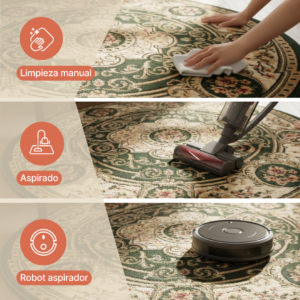 Alfombra Atlas Ovalada Beige Marrón Motivo Floral