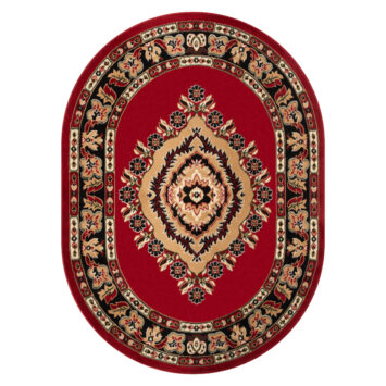 Alfombra Atlas Ovalada con Rojo Beige Ornamento