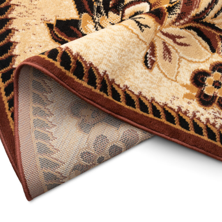 Alfombra Atlas Ovalada Beige Marrón Motivo Floral