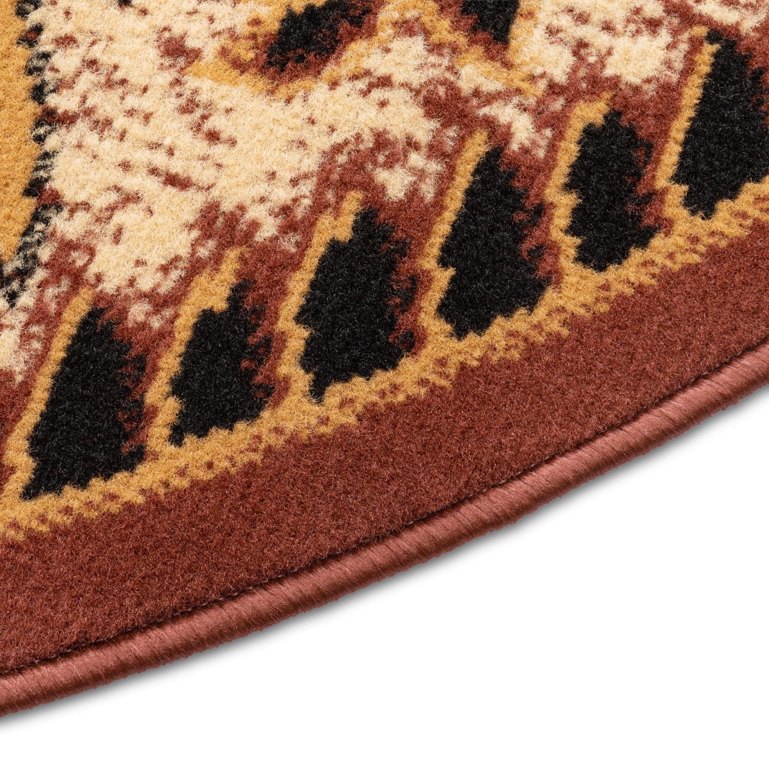 Alfombra Atlas Redonda Beige Marrón Motivo Floral