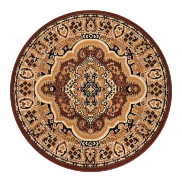 Alfombra Atlas Redonda Clásica Beige Marrón Ornamento