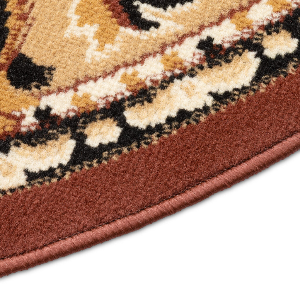 Alfombra Atlas Redonda Clásica Beige Marrón Ornamento