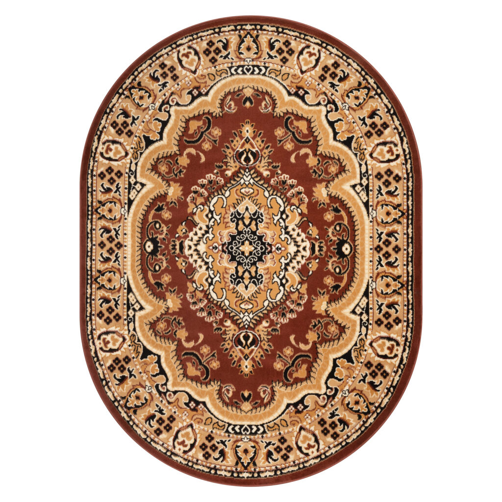 Alfombra Atlas Ovalada Clásico Beige Marrón Ornamento