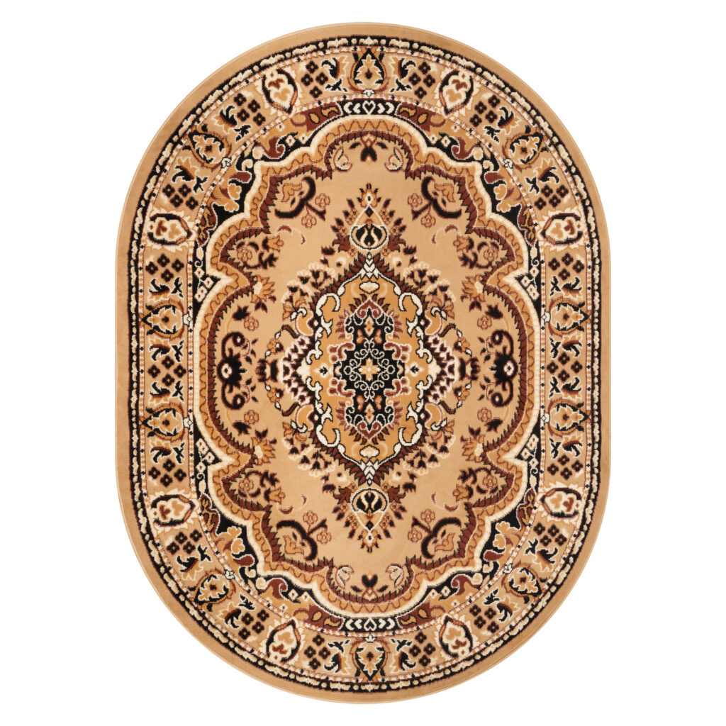 Alfombra Atlas Ovalada Beige Oscuro Marrón Ornamento