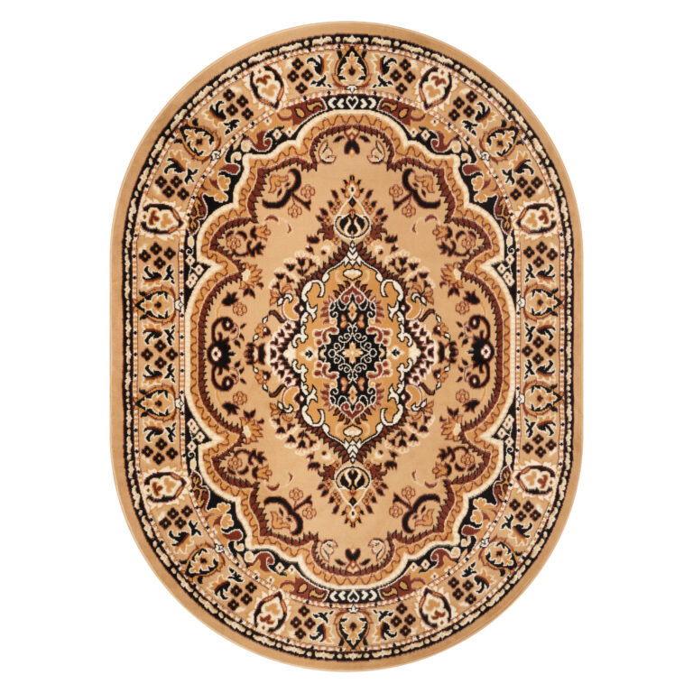 Alfombra Atlas Ovalada Beige Oscuro Marrón Ornamento