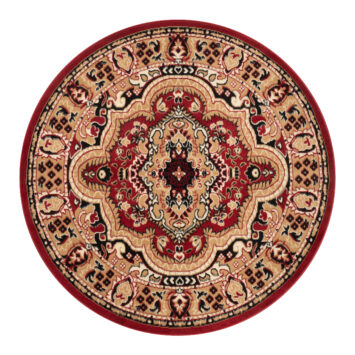 Alfombra Atlas Redonda Beige Rojo Ornamento