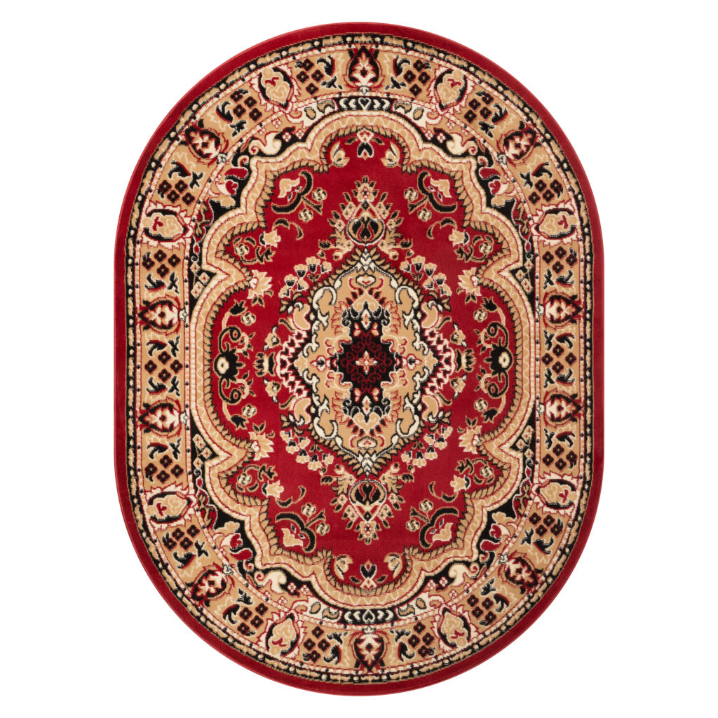 Alfombra Atlas Ovalada Clásico Beige Rojo Ornamento