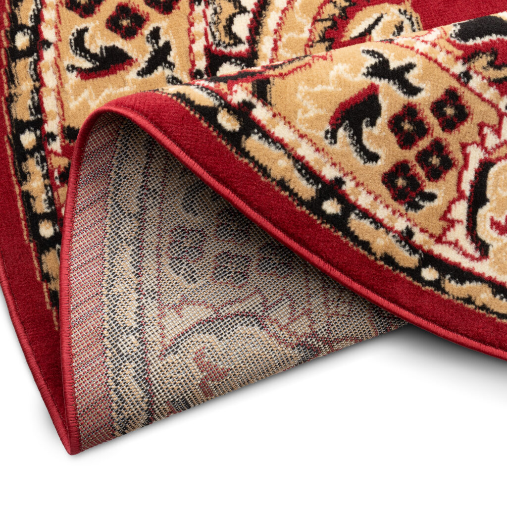 Alfombra Atlas Ovalada Clásico Beige Rojo Ornamento
