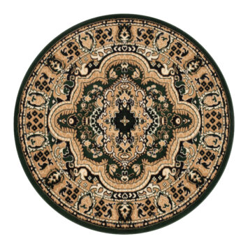 Alfombra Atlas Redonda Clásica Beige Verde Ornamento