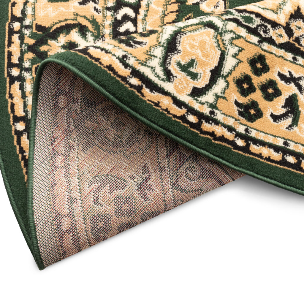 Alfombra Atlas Ovalada Clásico Beige Verde Ornamento