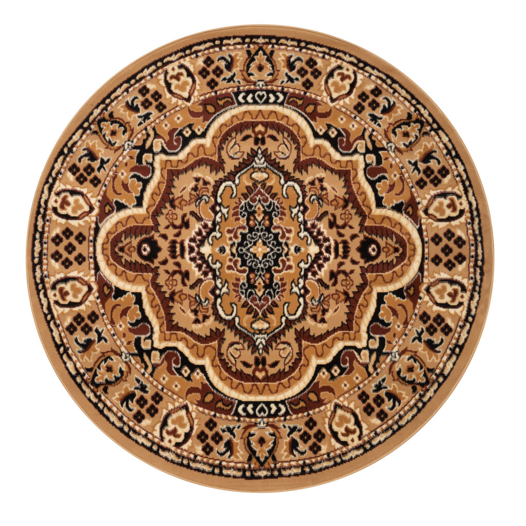 Alfombra Atlas Redonda Beige Oscuro Marrón Ornamento
