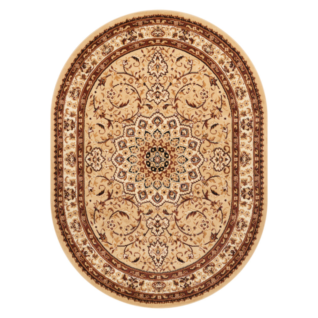 Alfombra Atlas Ovalada Beige Claro Ornamento