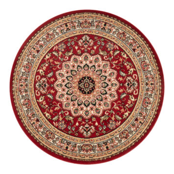 Alfombra Atlas Redonda Ornamento Rojo Beige