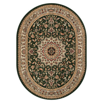 Alfombra Atlas Ovalada Verde Beige Ornamento