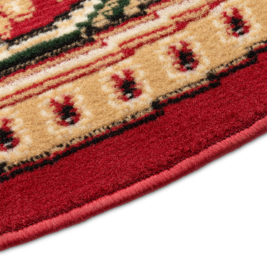 Alfombra Atlas Redonda Clásica Rojo Beige Ornamento