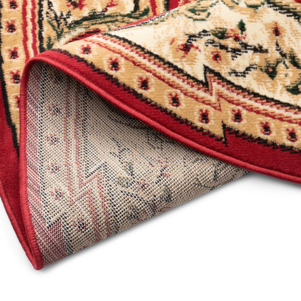 Alfombra Atlas Redonda Clásica Rojo Beige Ornamento