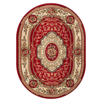 Alfombra Atlas Ovalada Clásico Rojo Beige Ornamento
