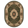 Alfombra Atlas Ovalada Clásico Verde Beige Ornamento