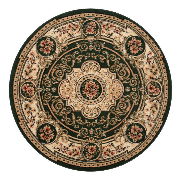 Alfombra Atlas Redonda Verde Beige Ornamento