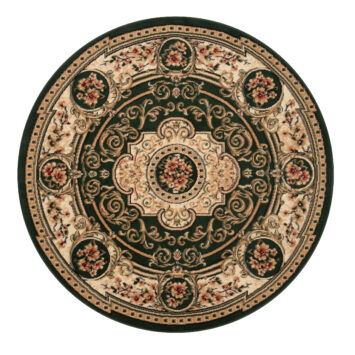 Alfombra Atlas Redonda Clásica Verde Beige Ornamento