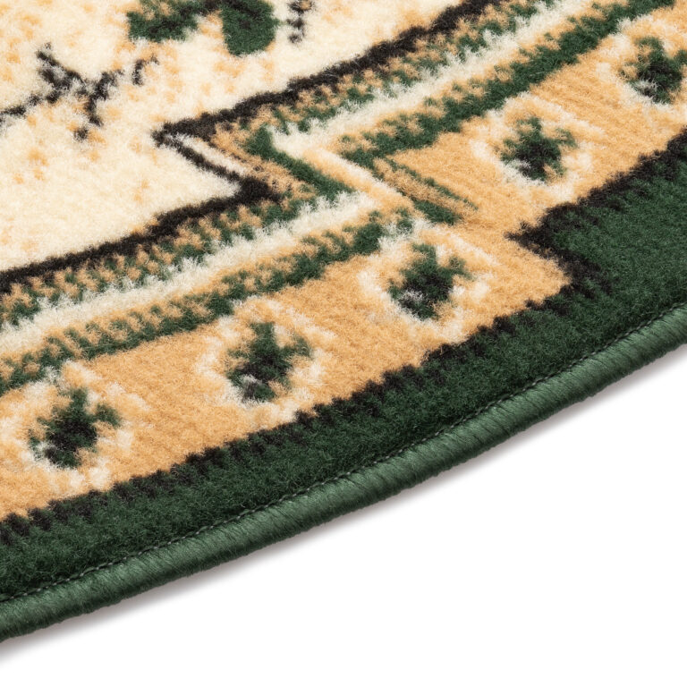 Alfombra Atlas Redonda Clásica Verde Beige Ornamento