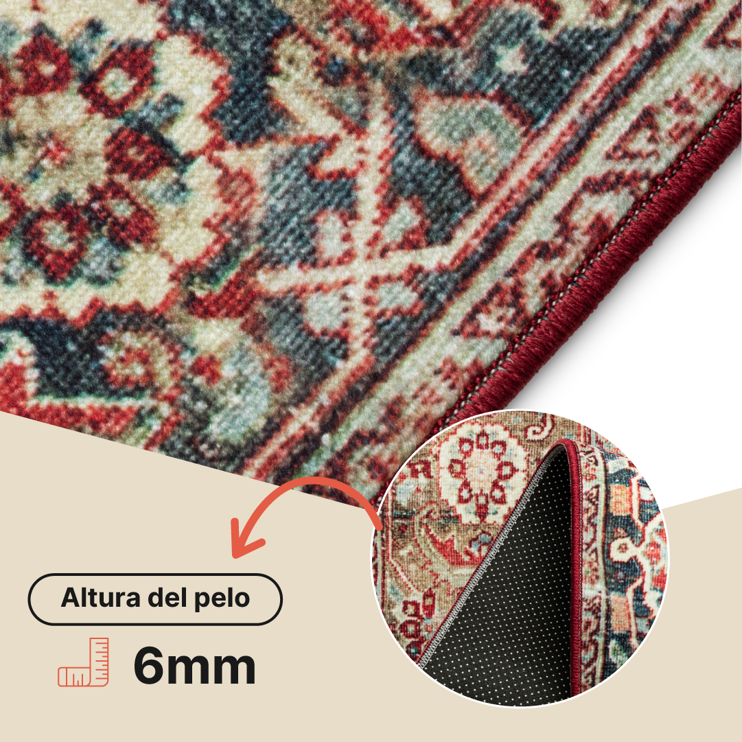 Alfombra Ispahan Burdeos Tradicional