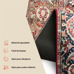 Alfombra Ispahan Burdeos Tradicional