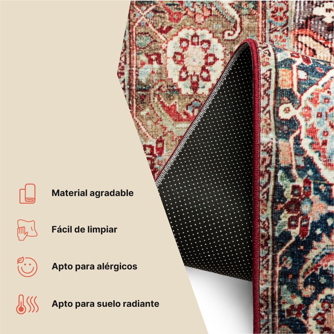 Alfombra Ispahan Burdeos Tradicional