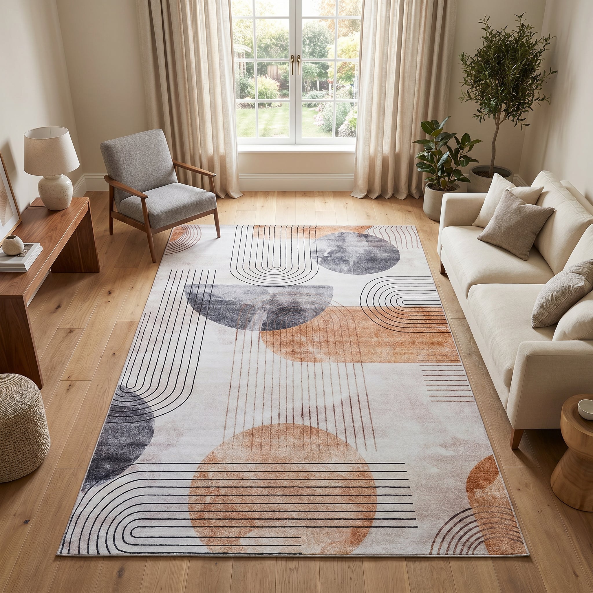 Alfombra Venezia Crema Naranja Geométrico