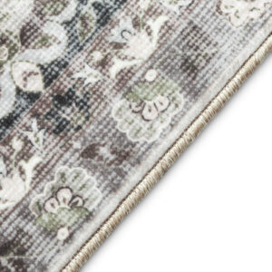 Alfombra Ispahan Gris Verde Motivo Floral