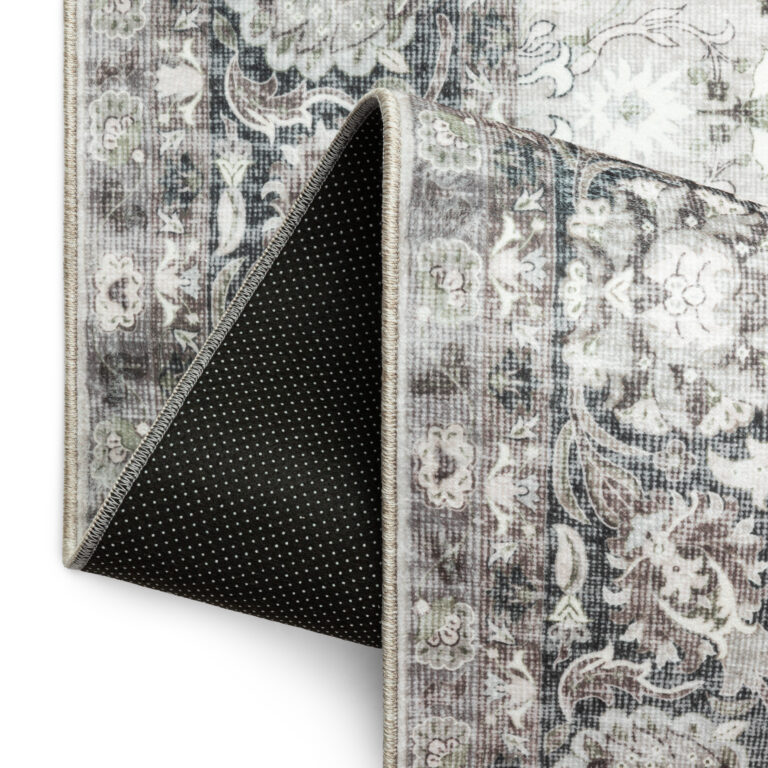 Alfombra Ispahan Gris Verde Motivo Floral