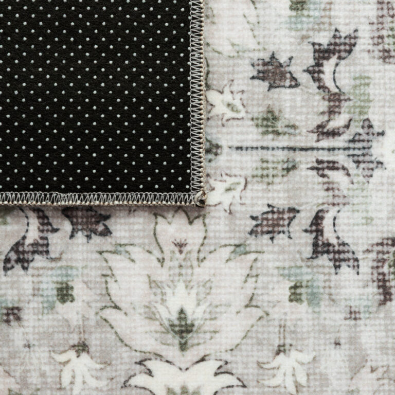 Alfombra Ispahan Gris Verde Motivo Floral