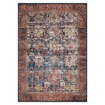 Alfombra Ispahan Burdeos Azul Marino Vintage