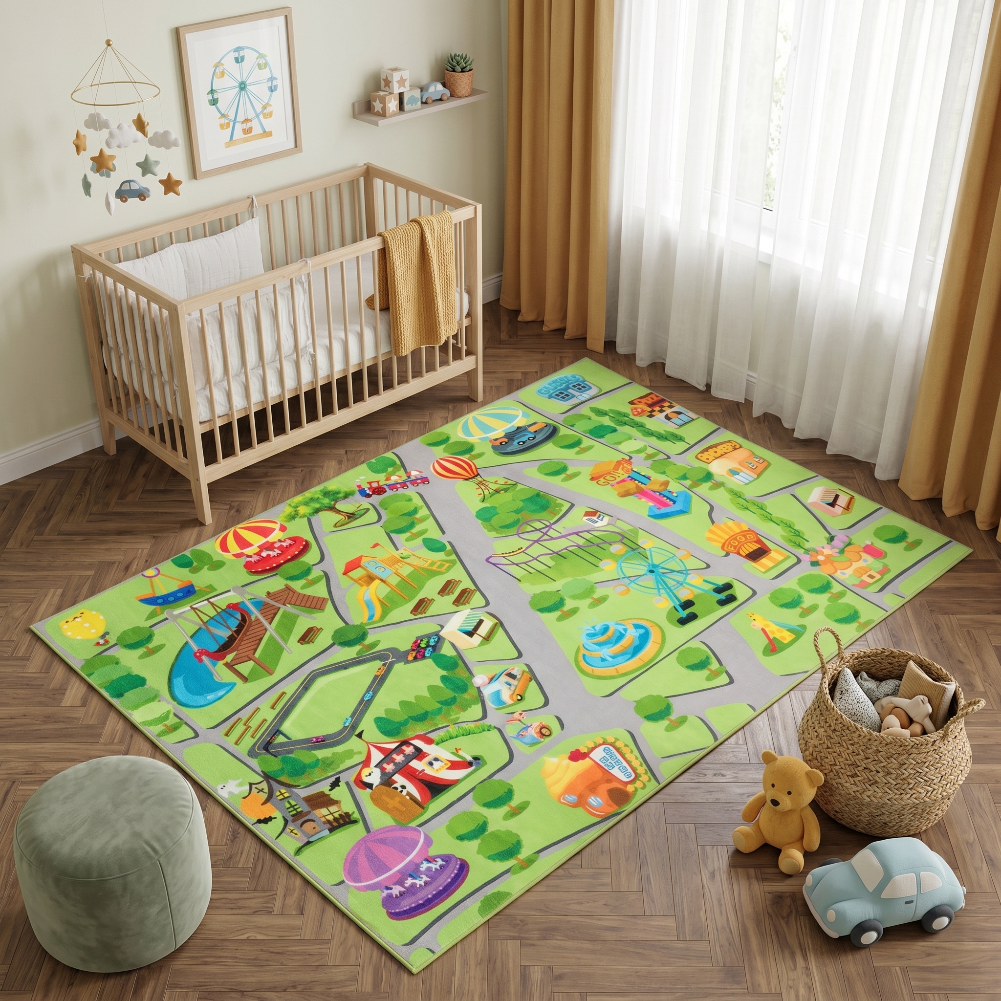 Alfombra Infantil Kids Verde Parque de Atracciones