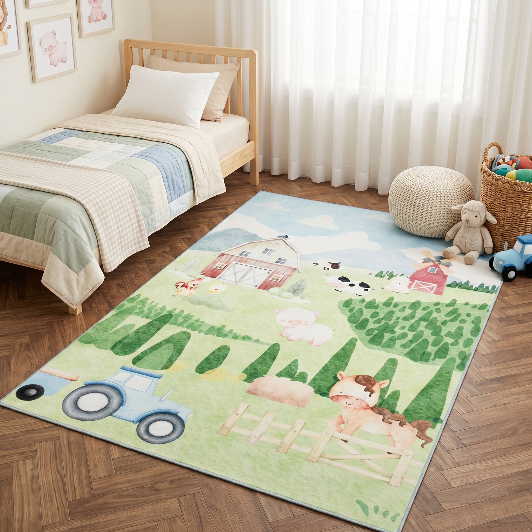 Alfombra Infantil Kids Verde Granja
