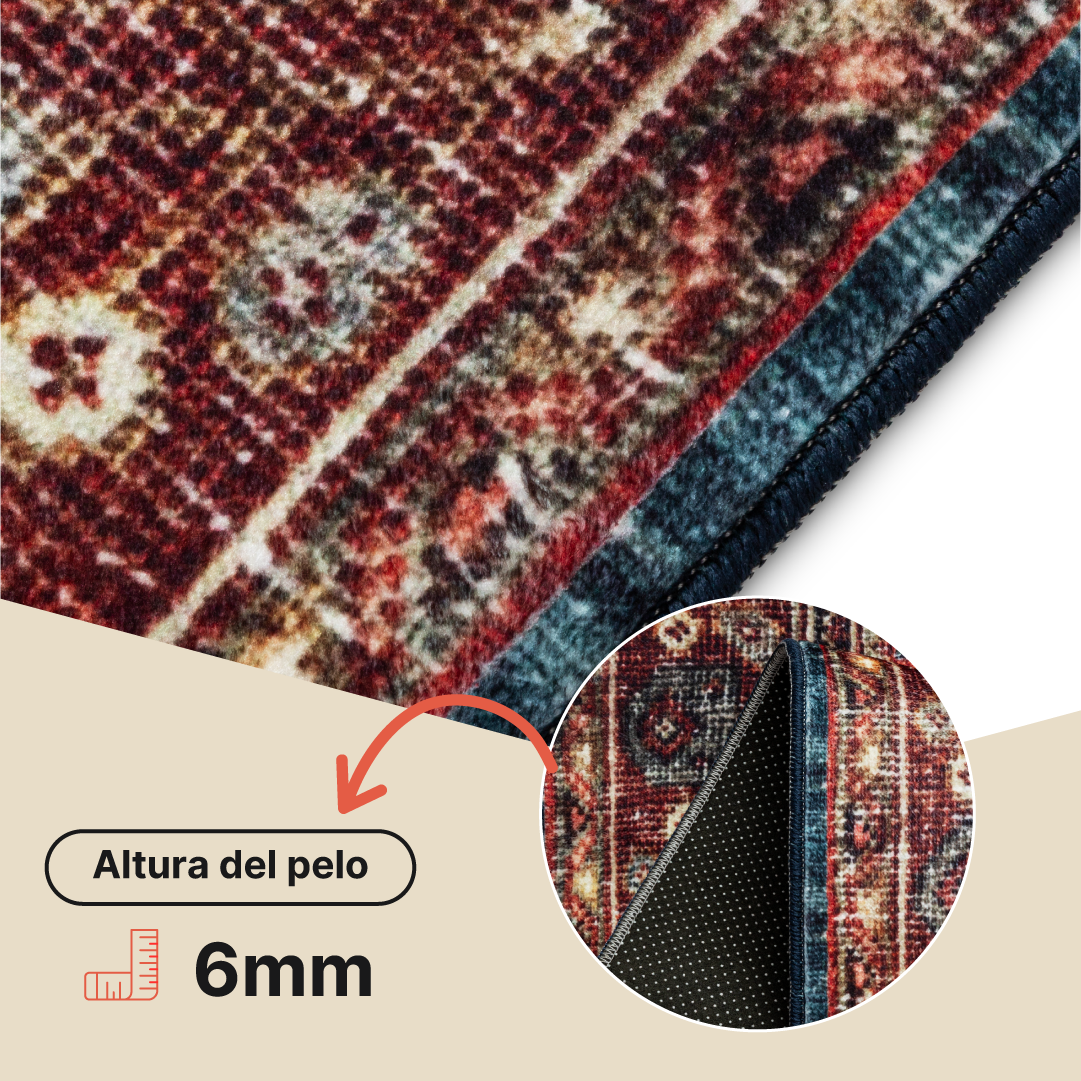 Alfombra Ispahan Burdeos Azul Marino Vintage