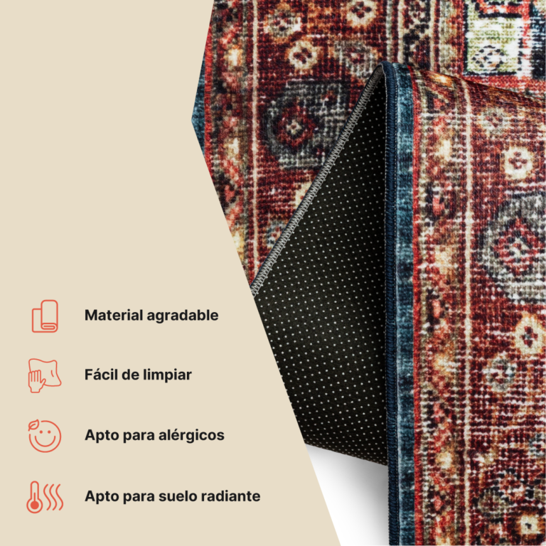 Alfombra Ispahan Burdeos Azul Marino Vintage