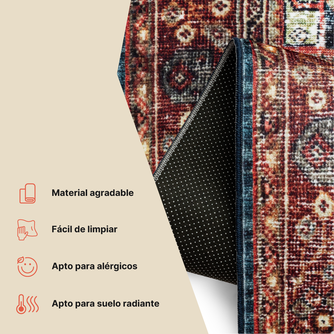 Alfombra Ispahan Burdeos Azul Marino Vintage