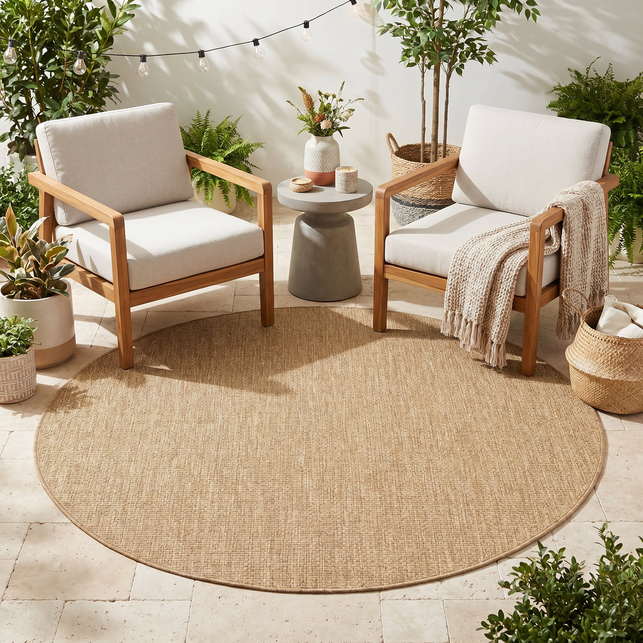 Alfombra Exterior Yucana Redonda Beige