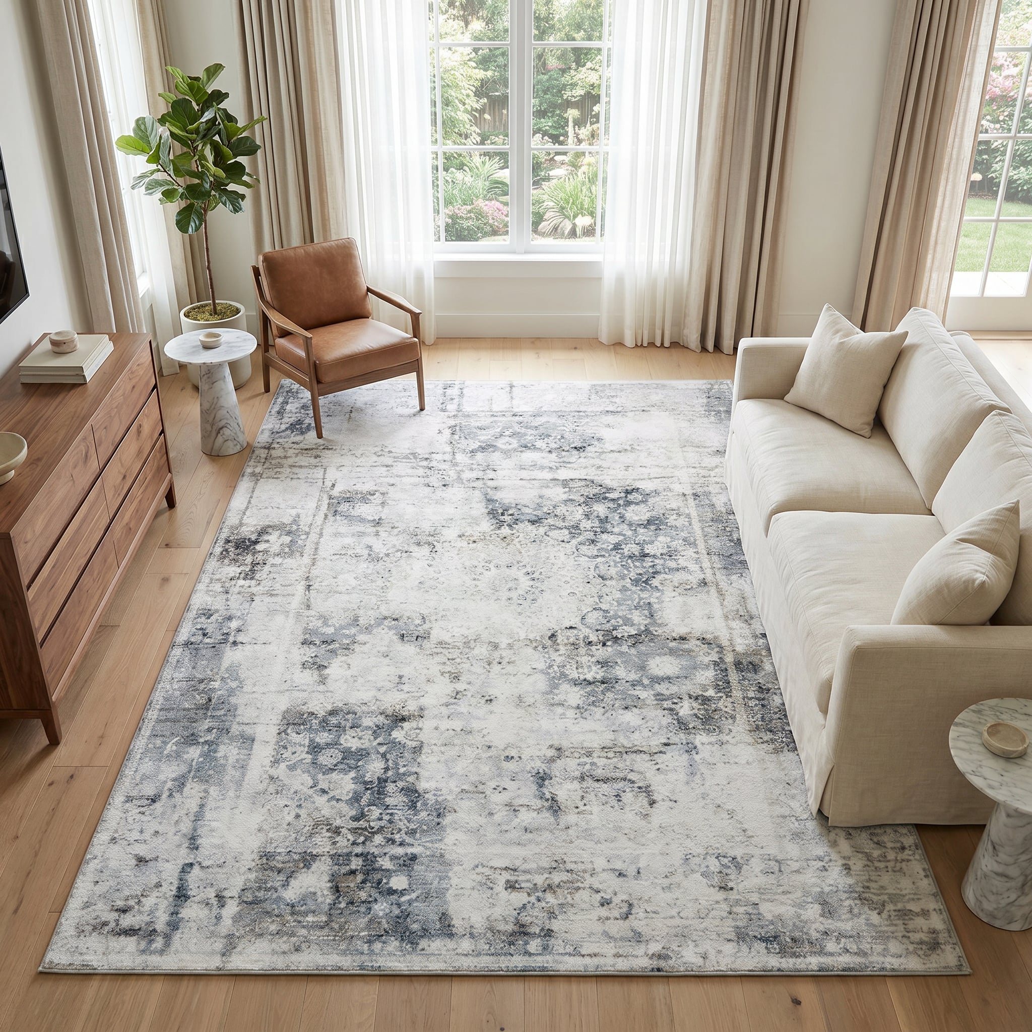 Alfombra Venezia Gris Azul Marino Vintage