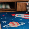Alfombra Infantil Snooki Cohetes Azul Marino Antideslizante