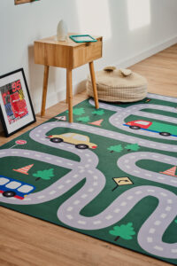 Alfombra Infantil Snooki Verde Carretera Antideslizante