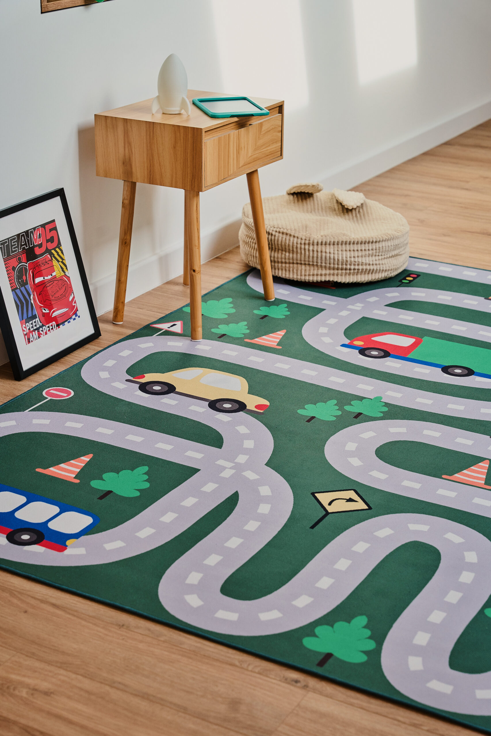 Alfombra Infantil Snooki Verde Carretera Antideslizante