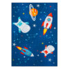 Alfombra Infantil Snooki Cohetes Azul Marino Antideslizante